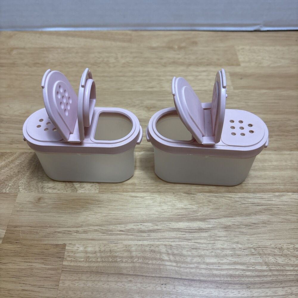Tupperware Modular Mate Spice Container 1843-19 Pink Lid Set Of 2